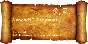 Vancsó Piramusz névjegykártya